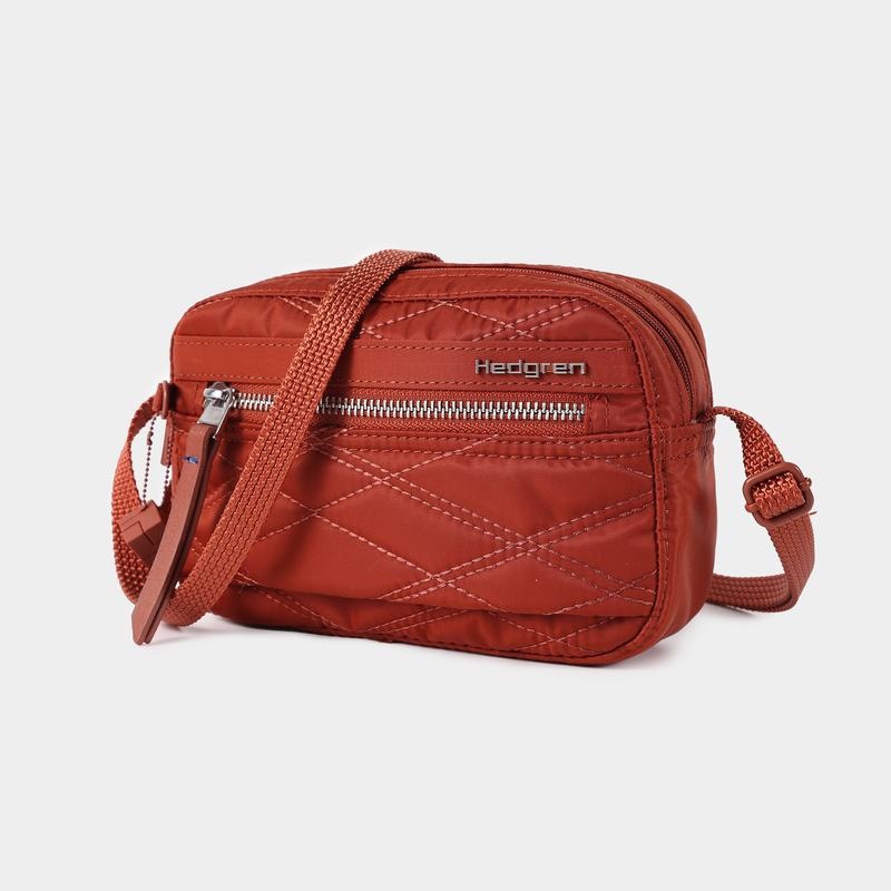 Bolsas Hombro Hedgren Acolchado Maia Mini Rfid Mujer Rojas Marrones | XZA1867MZ