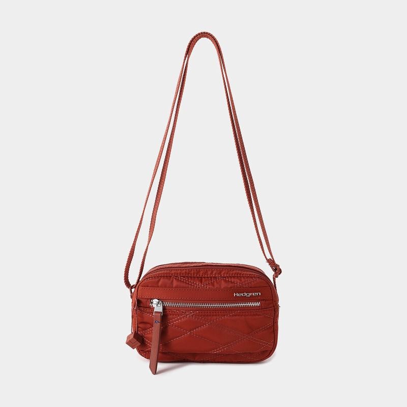 Bolsas Hombro Hedgren Acolchado Maia Mini Rfid Mujer Rojas Marrones | XZA1867MZ