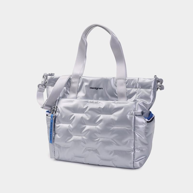 Bolso Tote Hedgren Puffer Mujer Plateadas Azules | RBG8863GE